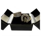 2 DIAMOND & 14KT GOLD 'GAMBLER'S'  RINGS