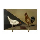 PIETRA DURA PLAQUE WITH CHICKENS