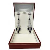 PR OF DECO STYLE DIAMOND & SAPPHIRE EARRINGS