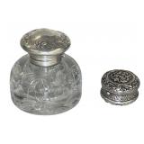 STERLING & CRYSTAL INK POT