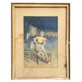 WATERCOLOR SGND E. JACQUET, 1896 'CABARET GIRL'