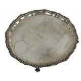 ENGLISH STERLING FOOTED SALVER W/ GADROONED