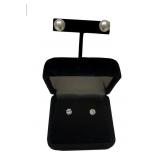 2 PR OF EARRINGS, DIAMOND STUD & 12 MM PEARL POSTS