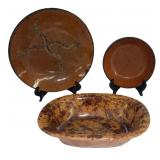 3 PCS EARTHENWARE INC. ROCKINGHAM OVAL BOWL
