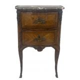 LOUIS XV EARLY 19THC. MARBLE TOP 2 DRAWER COMMODE