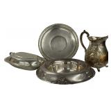 4 STERLING SILVER TABLE PIECES: PITCHER, COVERED