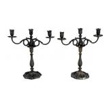 PR OF CONTINENTAL SILVER 3 LIGHT CANDELABRAS