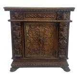HEAVILY CARVED BAROQUE 1 DRAWER CABINET, FULLY