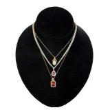 3 PENDANTS:18KT GOLD PINK TOURMALINE  W/ DIAMONDS,