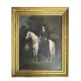 OIL/ BOARD 'GIRL ON A WHITE HORSE IN LANDSCAPE'