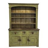 PAINTED STEPBACK OPEN TOP CUPBOARD IN WINDSOR