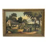 OIL / CANVAS AMERICAN SCHOOL PRIMITIVE , UNSIGNED