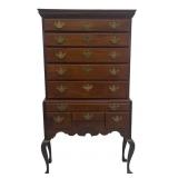 FAN CARVED CONNECTICUT HIGHBOY WITH ORIGINAL BRASS