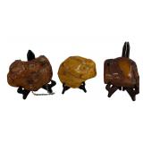 3 LARGE PIECES OF BALTIC AMBER, 7 1/2' X 5 1/2' ,