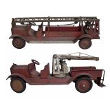 2 KEYSTONE PRESSED STEEL TOYS, AERIAL LADDER TRUCK
