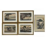 5 HIROSIGE WOODBLOCK PRINTS, 1 - FAMOUS VIEWS OF