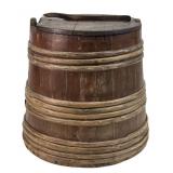 19THC. WOODEN STAVED TAPERED BARREL CONTAINER