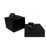 2 FASHION RINGS, 1 W/ TOPAZ & RUBY & 1 BLUE STONE
