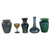 5 BLOWN ART GLASS PIECES