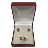 18KT GOLD, DIAM & RUBY POST EARRINGS & RUBY & DIAM