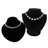 16' PANTHER LINK 14KT GOLD NECKLACE & 16 1/2' 18KT