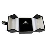 DIAMOND SOLITAIRE SET IN 18 KT WH. GOLD FILIGREE