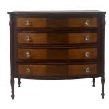 SHERATON BOW FRONT 4 DRAWER CHEST WITH