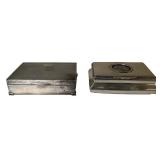 2 STERL. HINGED LID BOXES, 1 PERUVIAN W/ 1892 COIN