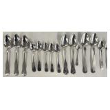 15 COIN SILVER SPOONS BY VARIOUS AMERICAN 19THC.