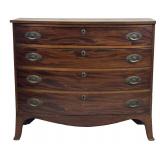 FINE  C.1805 BOWFRONT CHEST W/ FLARING FRENCH FEET