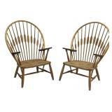 PR OF HANS J. WEGNER VINTAGE C.1950 PEACOCK CHAIRS
