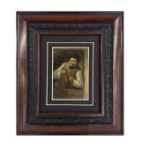 OIL / PANEL "TAVERN KEEPER" SIGNED ILLEGIBLY