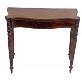 C. 1825 MA MAHOGANY REEDED LEG CARD TABLE