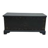 ALBANY CO. STENCIL DECORATED BLANKET BOX IN BLUE