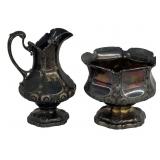 W. ADAMS NY COIN SILVER CREAM POT & SUGAR C.1840