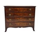 MAHOGANY RHODE ISLAND 4 DRAWER CHEST, W/ CUPIDS