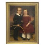 AMERICAN SCHOOL PORTRAIT OF TWO CHILDREN