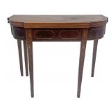 NY HEPPLEWHITE CARD TABLE W/ BELLFLOWER, LINE &