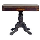 STENCIL DECORATED NY CARD TABLE W/ CLASSICALLY