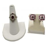 18KT GOLD, DIAMOND & RUBY RING & PR OF 14KT GOLD