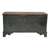 BLUE BLANKET CHEST WITH STRAP HINGES & PIERCED