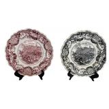 2 STAFFORDSHIRE CATSKILL MOUNTAIN HOUSE PLATES