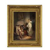 LARGE KPM PLAQUE "A MONK FEEDING THE POOR"