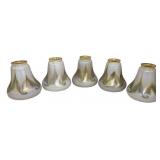 5 QUEZAL ART GLASS LAMP SHADES, WITH 2" FITTERS