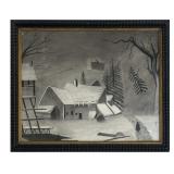 19THC. SANDPAPER , CHALK & GRAPHITE LANDSCAPE