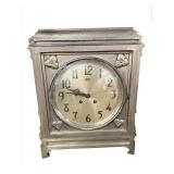 SILVERED BRONZE TIFFANY SHELF CLOCK WITH KEY
