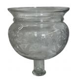 CRYSTAL GOLD FISH BOWL W/ ACID ETCHED DESIGN