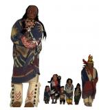 7 NATIVE AMERICAN SKOOKUM DOLLS, TALLEST 35"