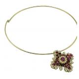 14KT GOLD DIAMOND & RUBY PENDANT ON RIDGID 14KT