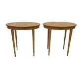 PR OF EDWARDIAN SATINWOOD OVAL SIDE TABLES